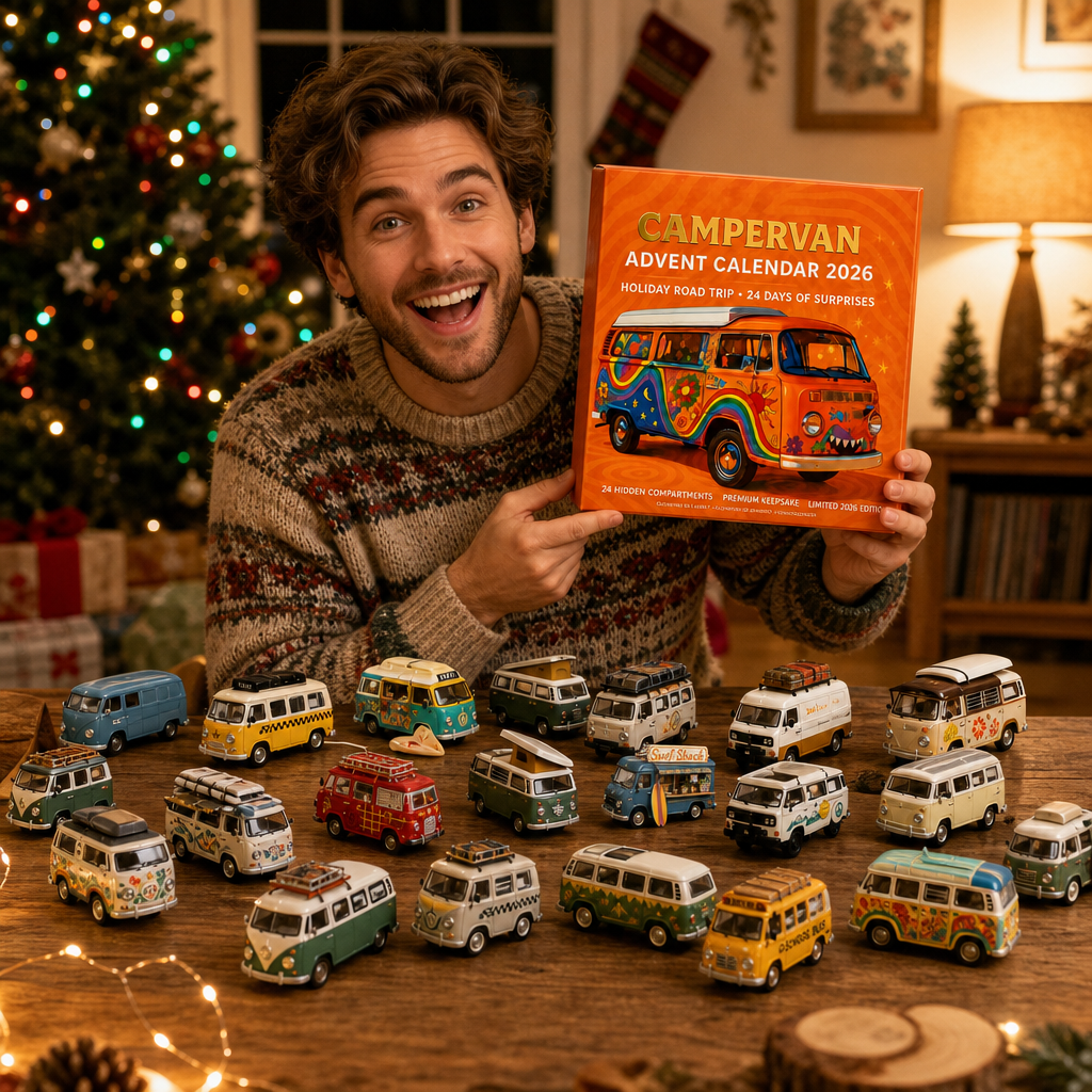 2026 Campervan Advent Calendar – 24 Vintage Mini Camper Van Collectible Figurines
