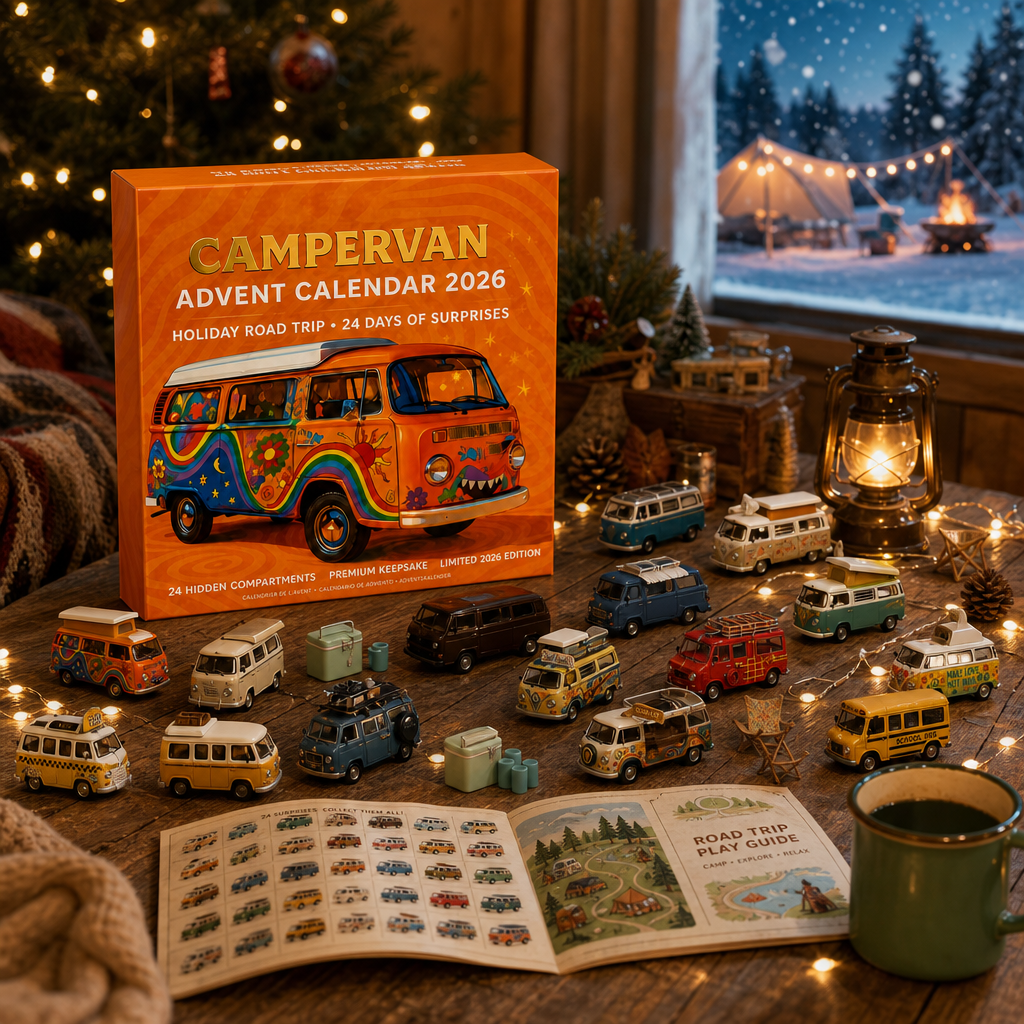 2026 Campervan Advent Calendar – 24 Vintage Mini Camper Van Collectible Figurines