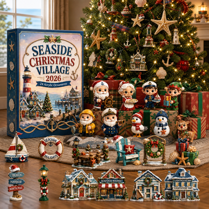 Seaside Christmas Village Advent Calendar 2026 - 24-Day Festive Countdown, Acrylic Charms Blind Box
